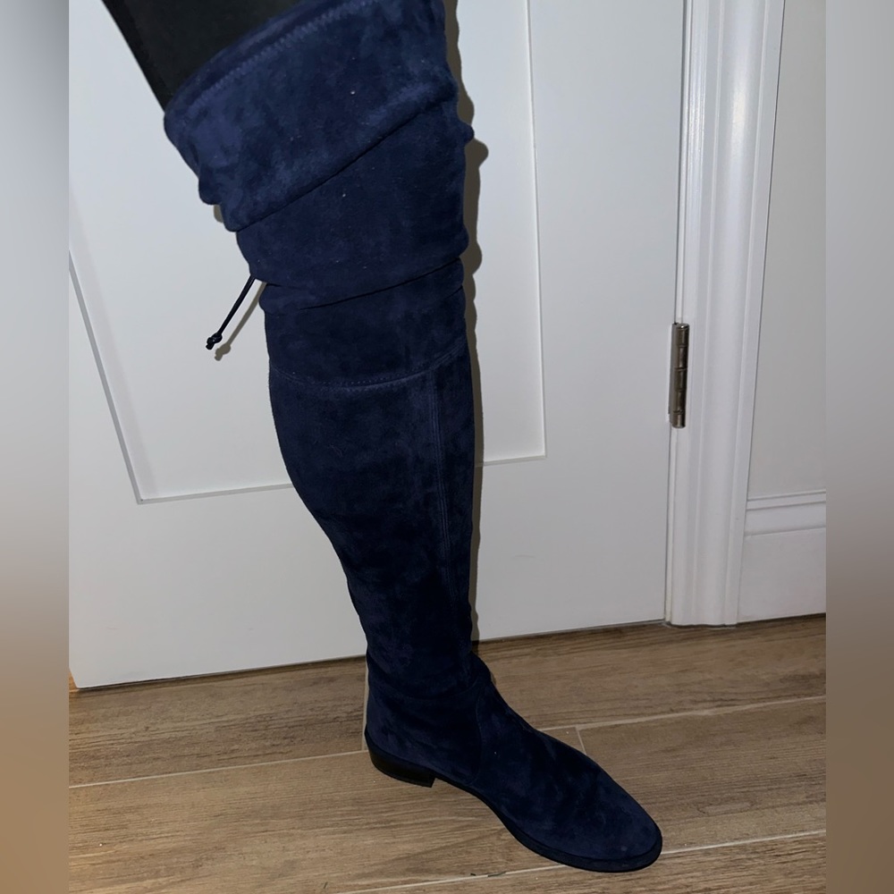 Jockey over the knee Navy blue suede Stuart Weiztman tall boots